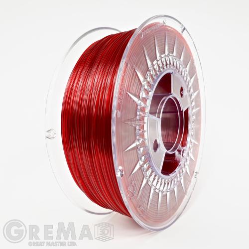 PET - G Devil Design  PET-G филамент 1.75 мм, 1 кг (2.0 lbs) - рубиненочервен прозрачен